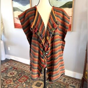 Muck Multicolor Striped Knit Vest with Fringe